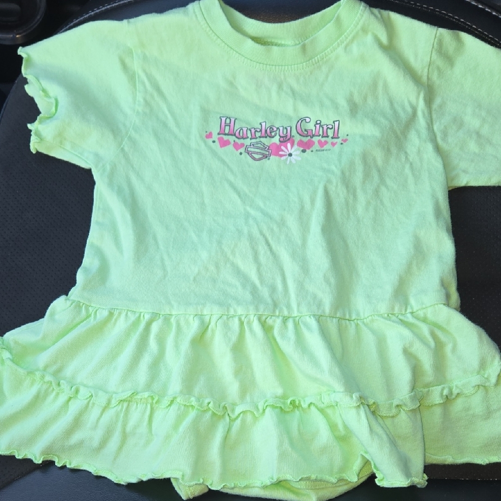 Harley Davidson Girl Montana Neon Lime Ruffle Dress 24 Months
